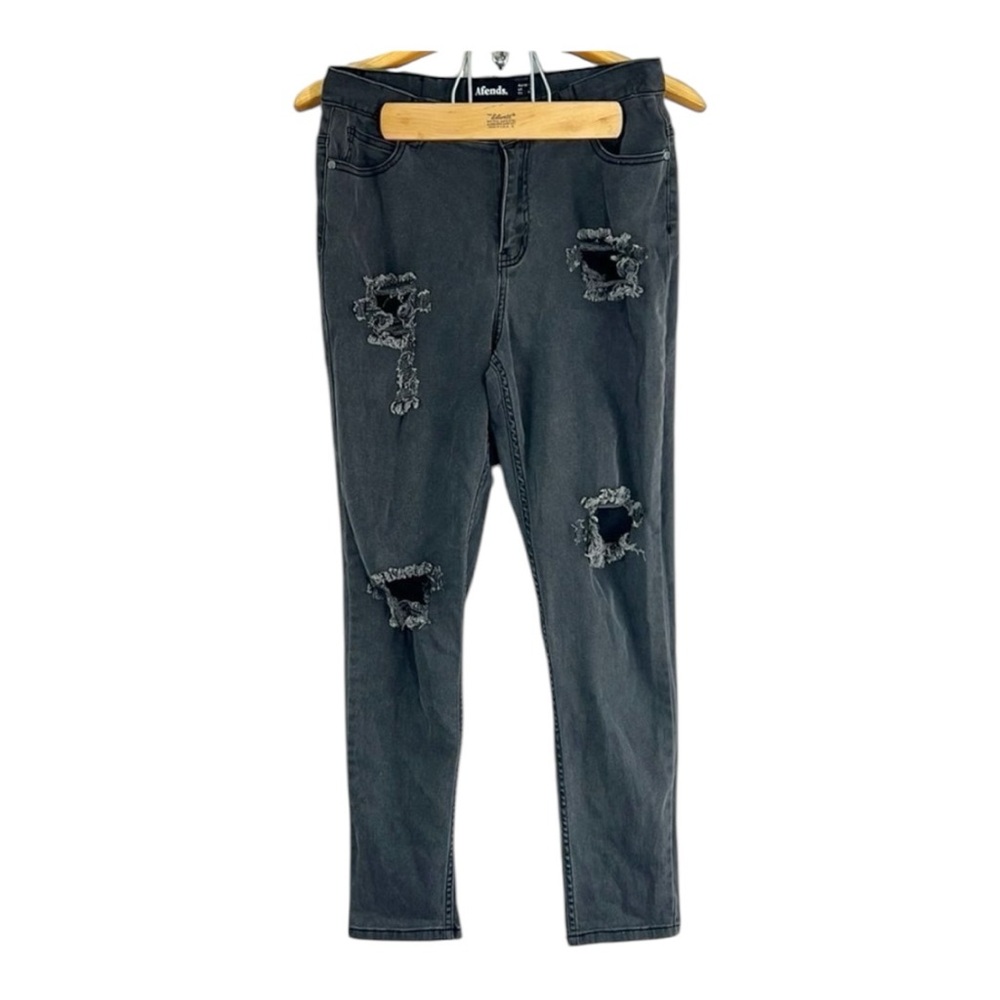 Afends Faded Black Distressed Skinny Stretch Jeans Size 8
